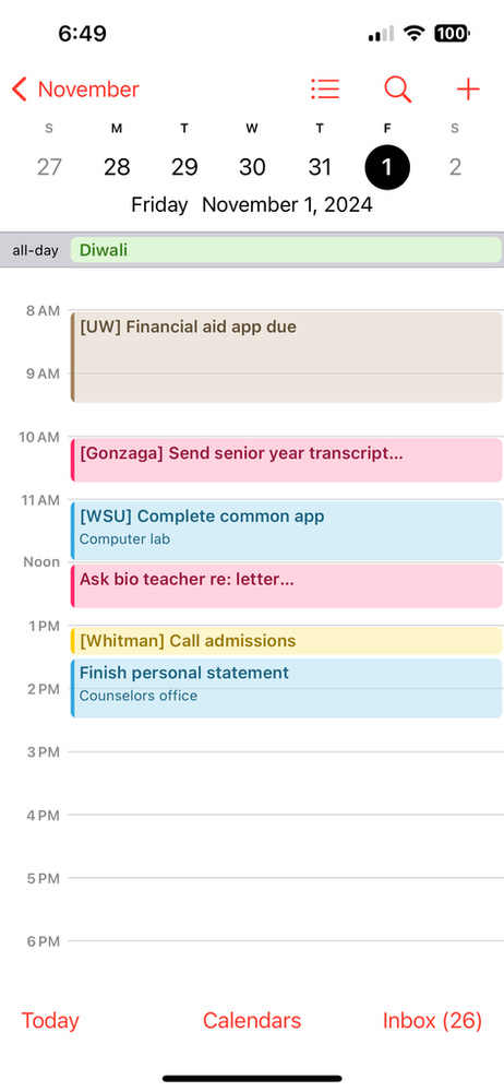 iPhone Calendar screenshot