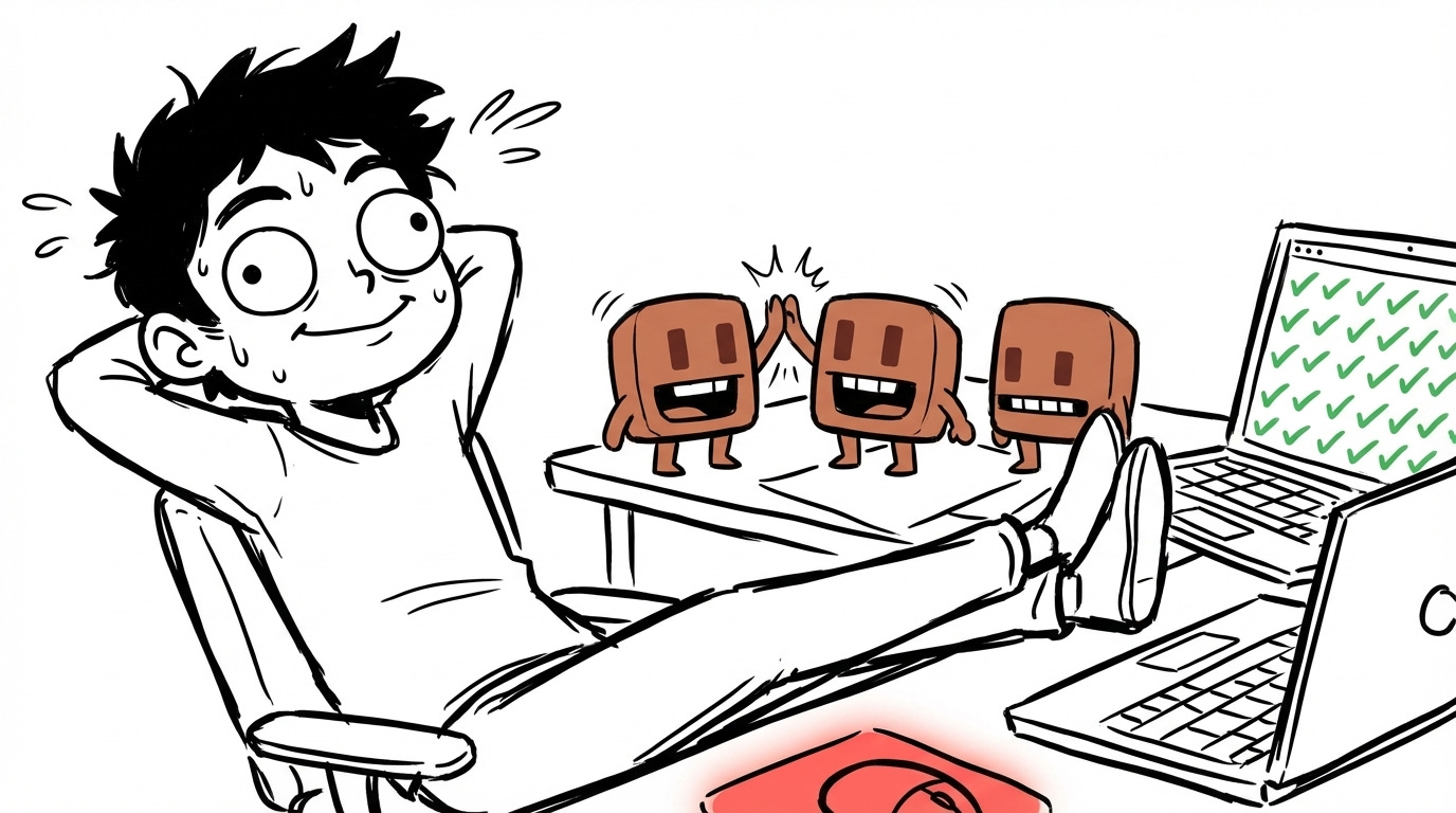 John relaxing while robot teammates celebrate John relaxing while robot teammates celebrate