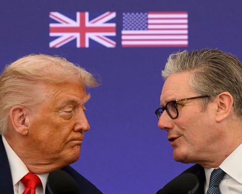 Close-up of Donald Trump and Keir Starmer