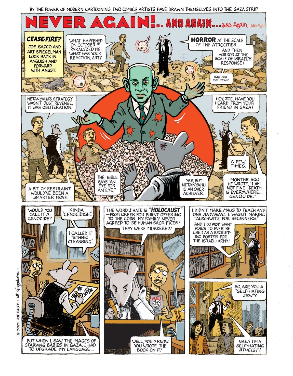 Comic strip by Joe Sacco and Art Spiegelman