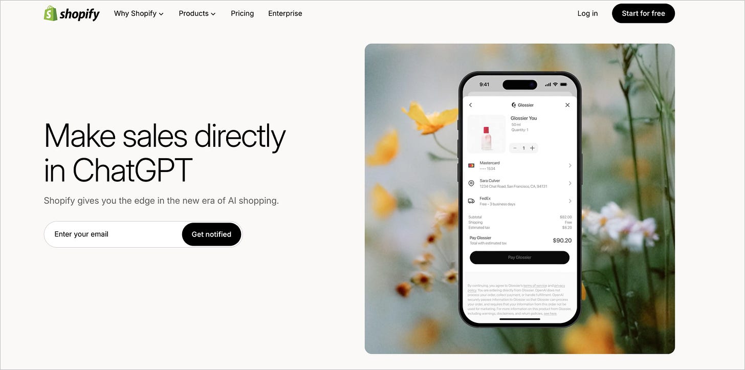 página de Shopify + ChatGPT