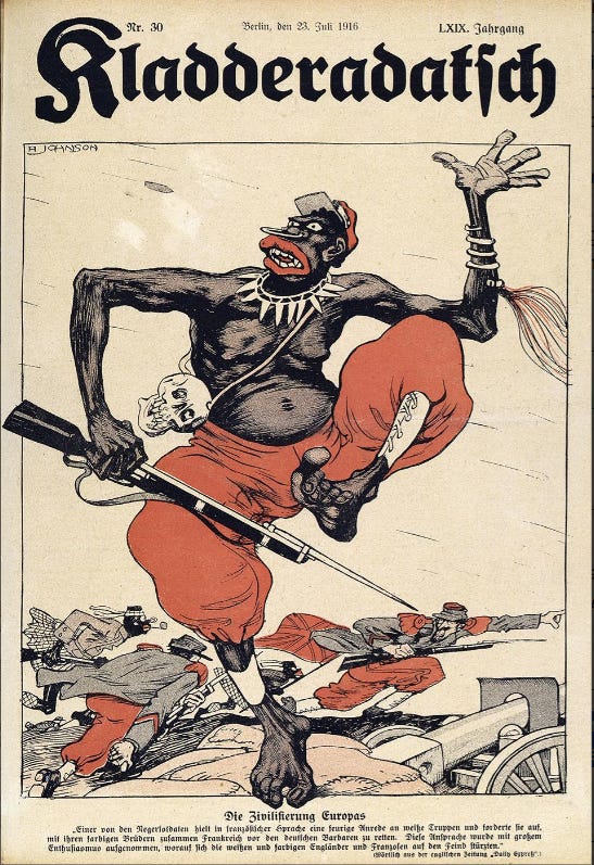Emmanuelle GAILLARD, « Karikatur und Propaganda », Histoire par l'image [en ligne], consulté le 27/05/2026. URL : http://histoire-image.org/node/6784

© BPK, Berlin, Dist RMN - Grand Palais - Photographe inconnu

« Die Zivilisierung Europas ». Caricature tirée du journal « Kladderadatsch », n° 30, paru le 23 juillet 1916.

lieu de conservation : Staatsbibliothek zu Berlin - Preußischer Kulturbesitz (Berlin) 

https://histoire-image.org/etudes/caricature-propagande