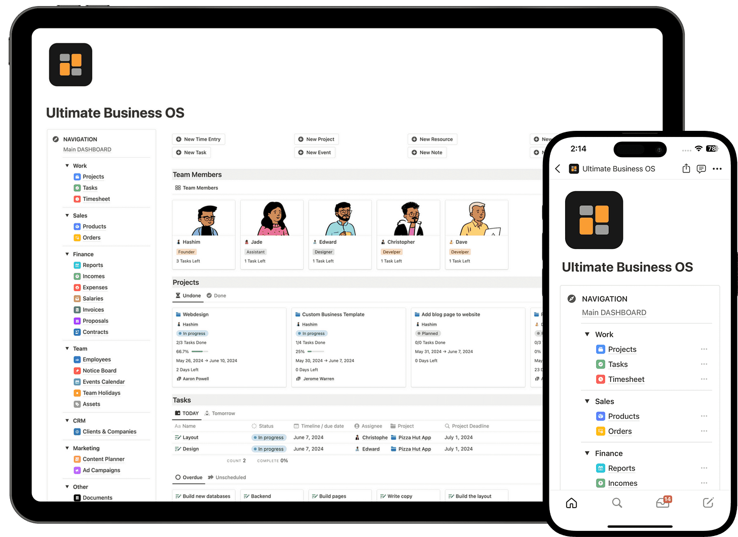 Notion Business Hub - A complete business management system built in notion