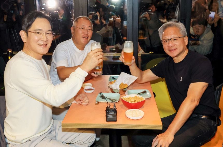 Billionaire leaders of Nvidia, Samsung Electronics, Hyundai went out for  chicken, and paid for everyone's meal | CNN Business