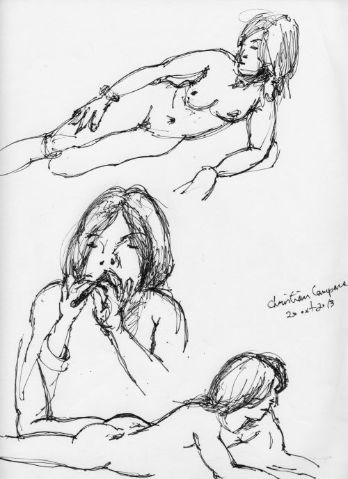 Jillian Page in two 20-minute semi-reclining poses, and one five-minute sitting pose playing my Irish whistle, at Figure Drawing workshop in Montreal on Oct. 20, 2013. Jillian Page in two 20-minute semi-reclining poses, and one five-minute sitting pose playing my Irish whistle, at Figure Drawing workshop in Montreal on Oct. 20, 2013.