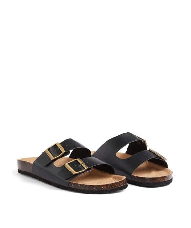 Women's double buckle footbed sandals