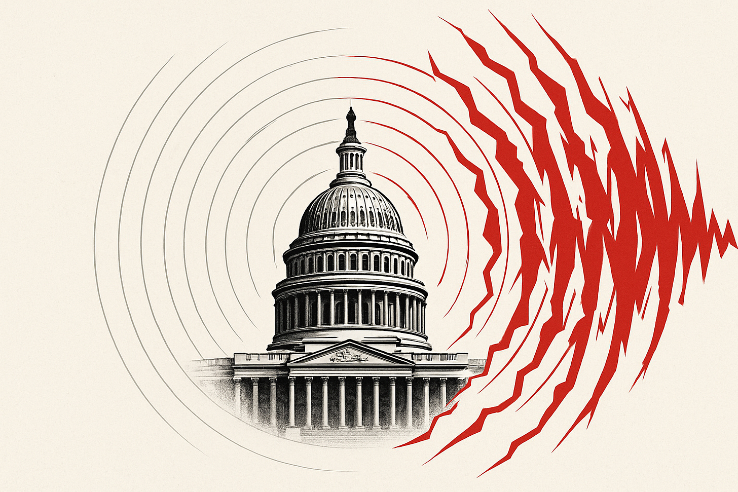 The US Capitol in the middle of a seismograph