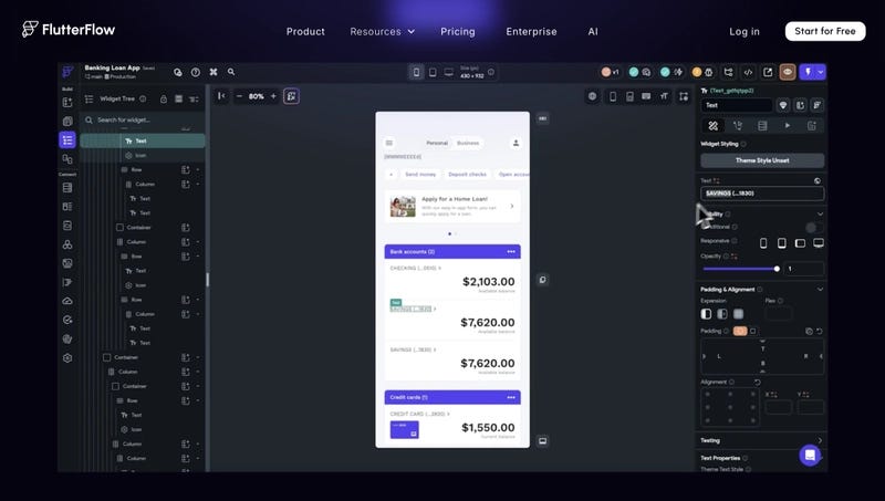 free AI tools to build mobile app - FlutterFlow
