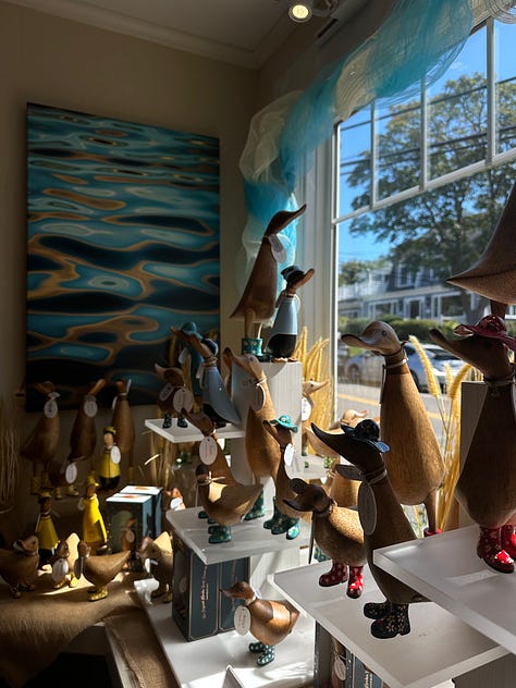 left: wooden ducks from Tale of the Cod; middle: amazing curation of home & gifts from Artful Hand Gallery; right: Chatham Sign Shop - Chatham, MA