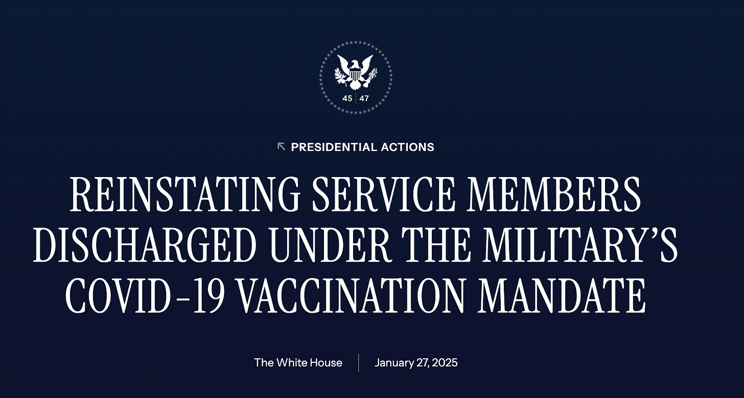 White House graphic titled Reinstating Service Members Discharged Under the Militarys Covid-19 Vaccination Mandate White House graphic titled Reinstating Service Members Discharged Under the Militarys Covid-19 Vaccination Mandate