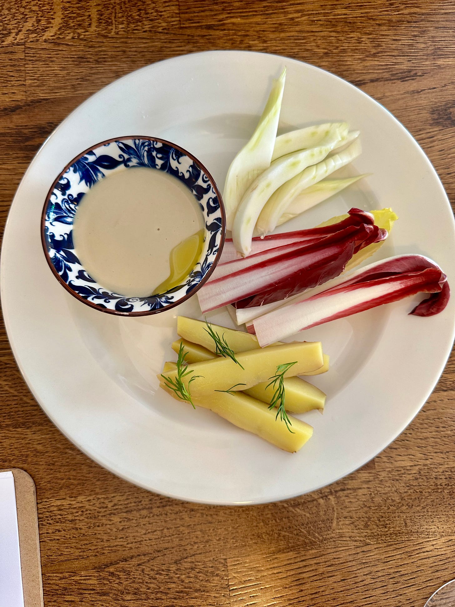 Bagna caudal with fennel, radicchio, endive and potato at Lena