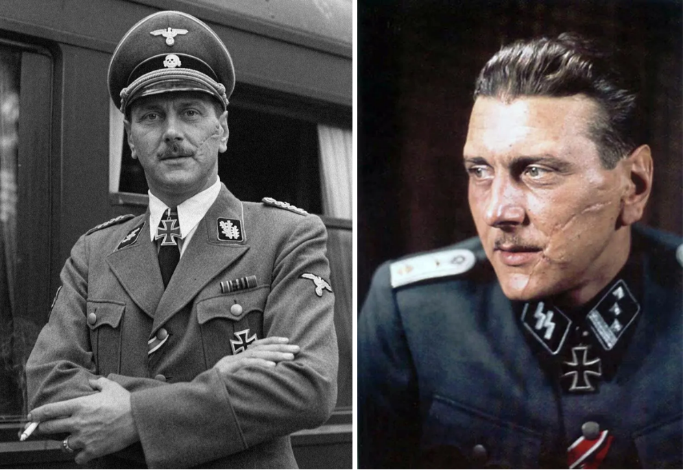 Otto Skorzeny, Hitler's leading SS commando. His distinctive dueling scar (Schmiss) was received before World War II in a traditional academic fencing duel.