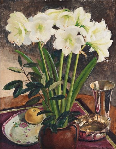 Olle Hjortzberg | Still life with amaryllis (1949) | MutualArt