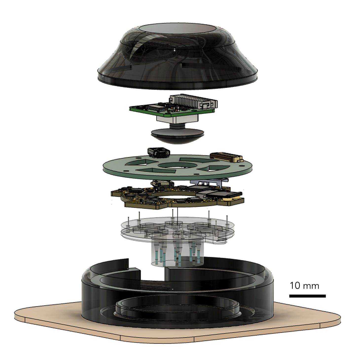 Computer aided design model of the pieces of the bioelectronic wound healing device