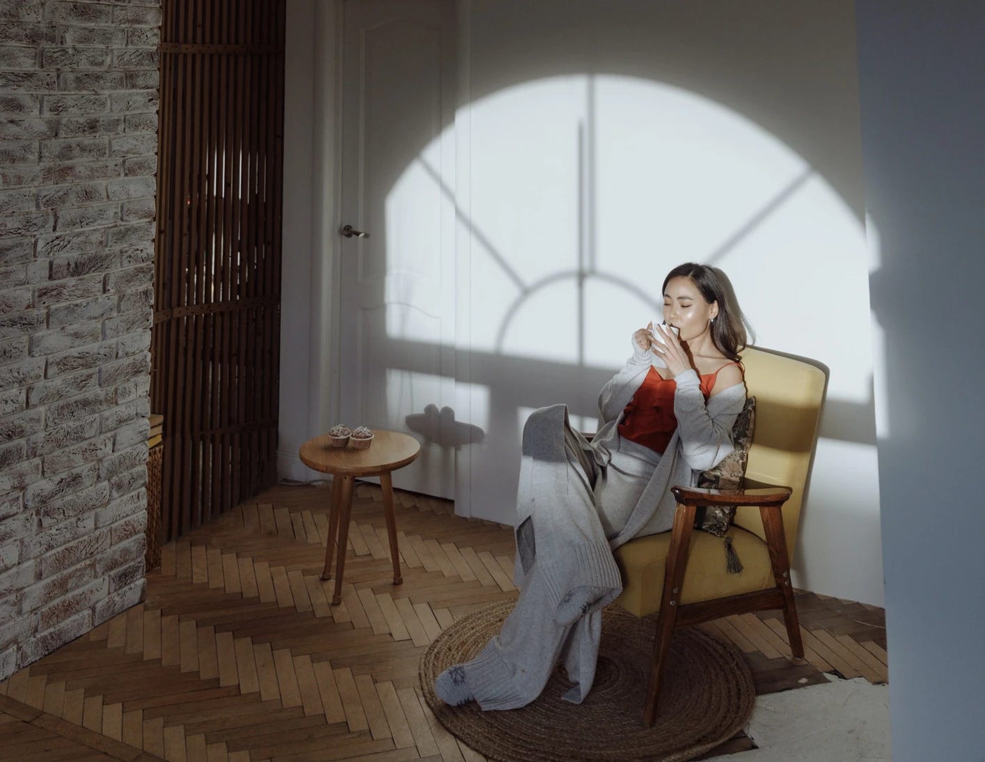 Woman sipping tea
