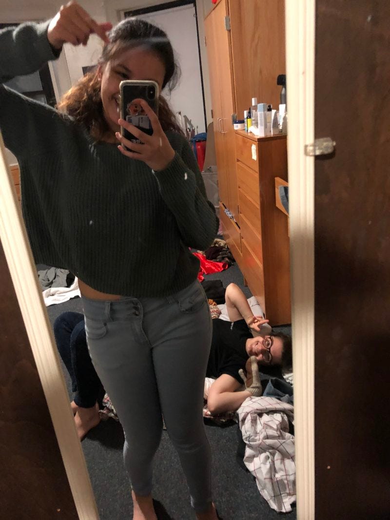 warm winter top with jeans