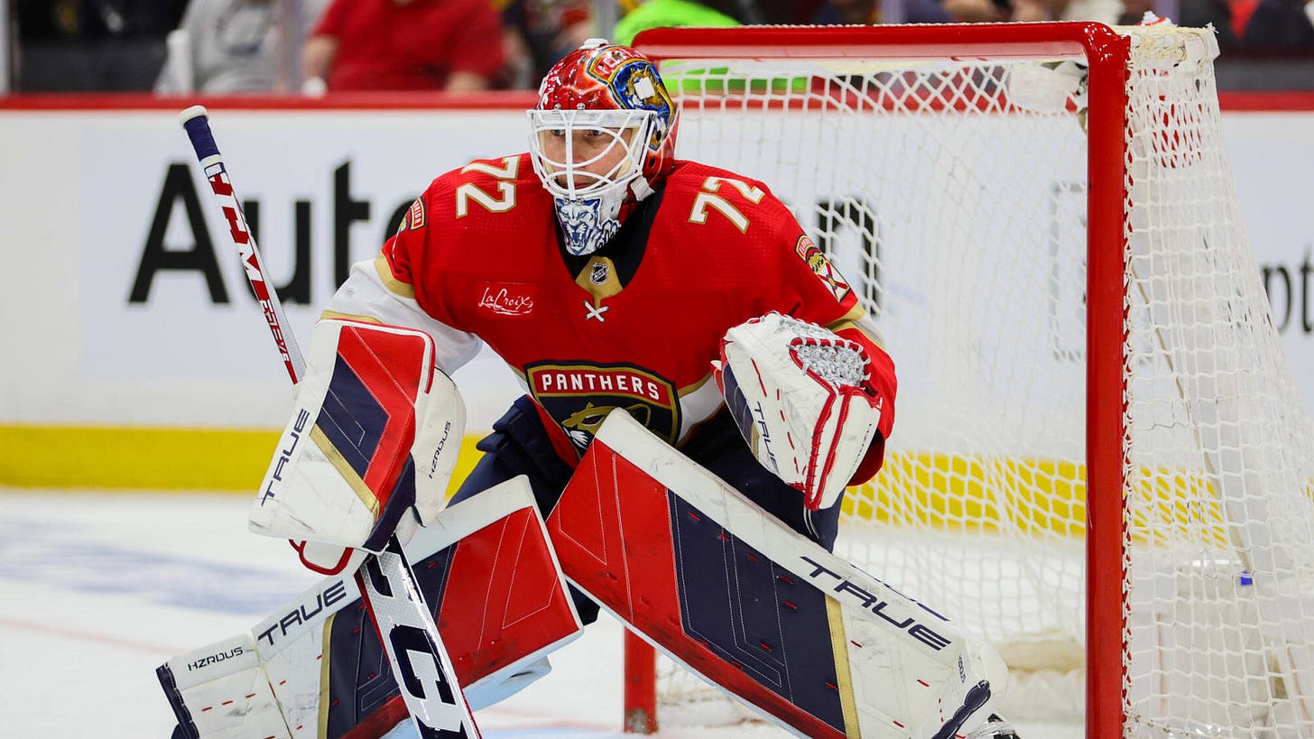 Sergei Bobrovsky during this tenure with the Florida Panthers. Sergei Bobrovsky during this tenure with the Florida Panthers.