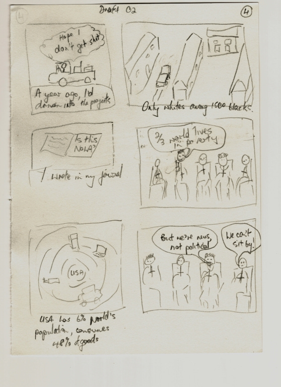 Early sketches of story flow by Rose Vines
