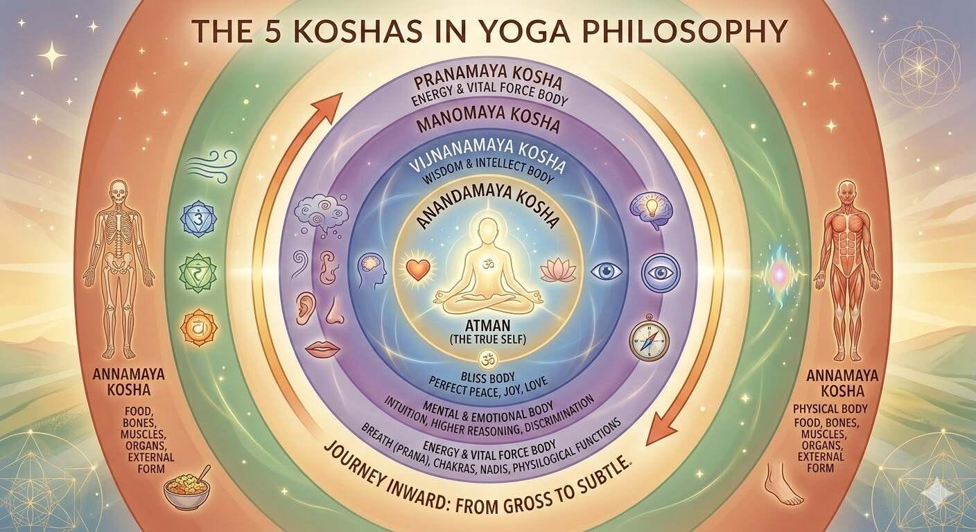 Are You Just a Body? Exploring the 5 Koshas in Yoga Philosophy Are You Just a Body? Exploring the 5 Koshas in Yoga Philosophy