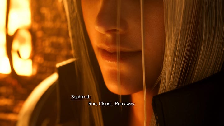 Comparison between Cloud's memory of losing his mother in Remake and Rebirth.