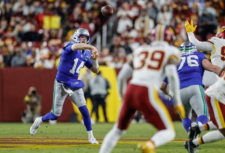 Sunday Night Football' recap: Sam Darnold, Seahawks crush Commanders | The  Seattle Times