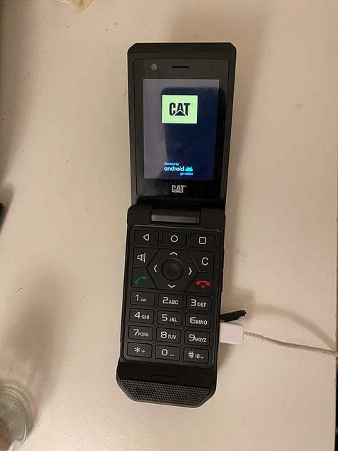 Photos of my Cat S22 Flip Phone and examples of the small digital touchscreen