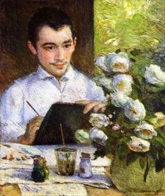 Pierre Painting a Bouquet (1887)