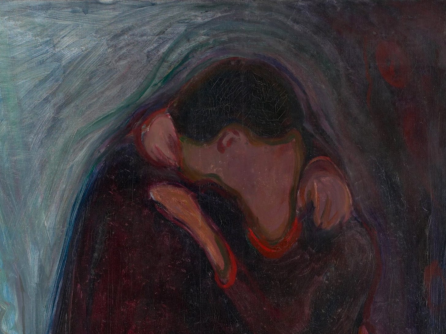El beso (óleo de Edvard Munch). Licencia de Wikimedia Commons. Acompaña al artículo de Lotrives “Sobre la culpabilidad, la conciencia y la confesión”