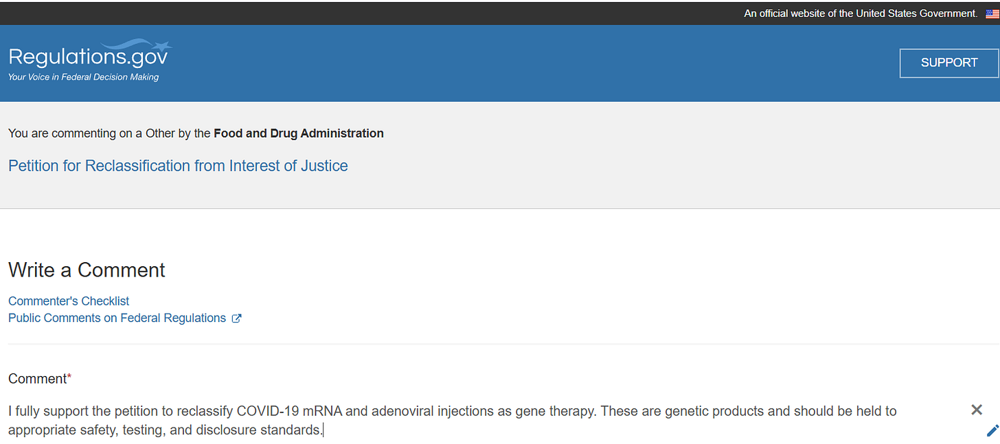 🔥CALL TO ACTION: Ask FDA to reclassify mRNA and adenoviral injections as gene therapy products, NOT vaccines.