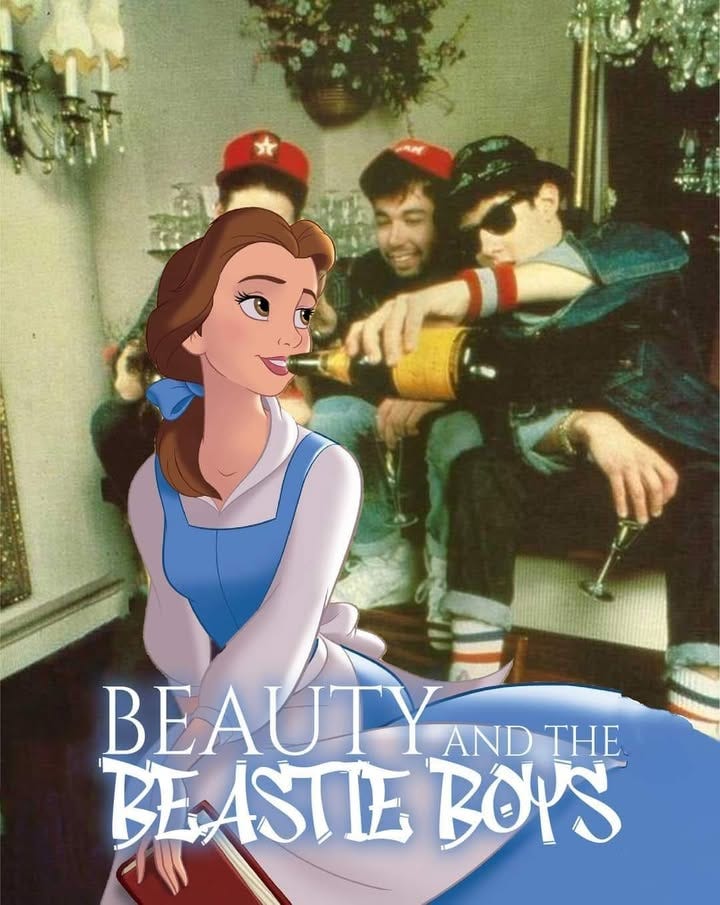 May be pop art of 2 people and text that says 'BEAUTY AND ANDTHE THE BEASTIE STTE BOYS'