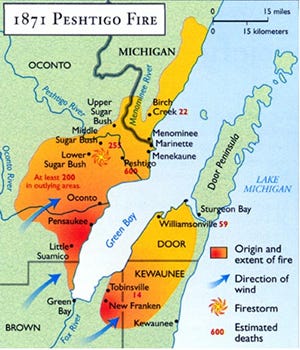 Weather Service map of the Peshtigo Fire