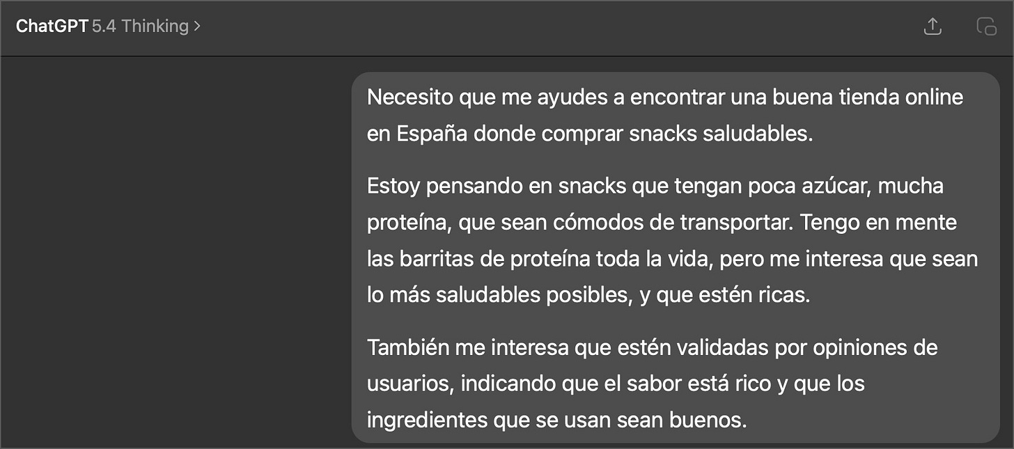 búsqueda de ecommerce en ChatGPT