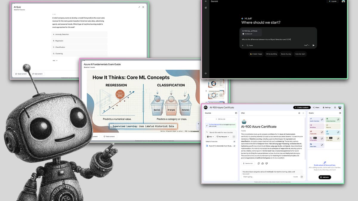Vibrant cinematic video overview generated by NotebookLM using Gemini, showing animated AI research visuals
