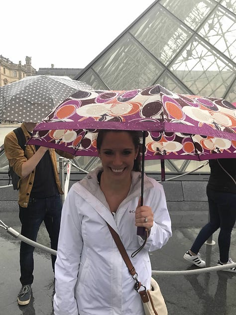 The author's pictures at the Louvre, Montremarte, Moulin rouge, and some city views