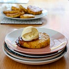 Barbequed pineapple, with a spiced rum and lime glaze