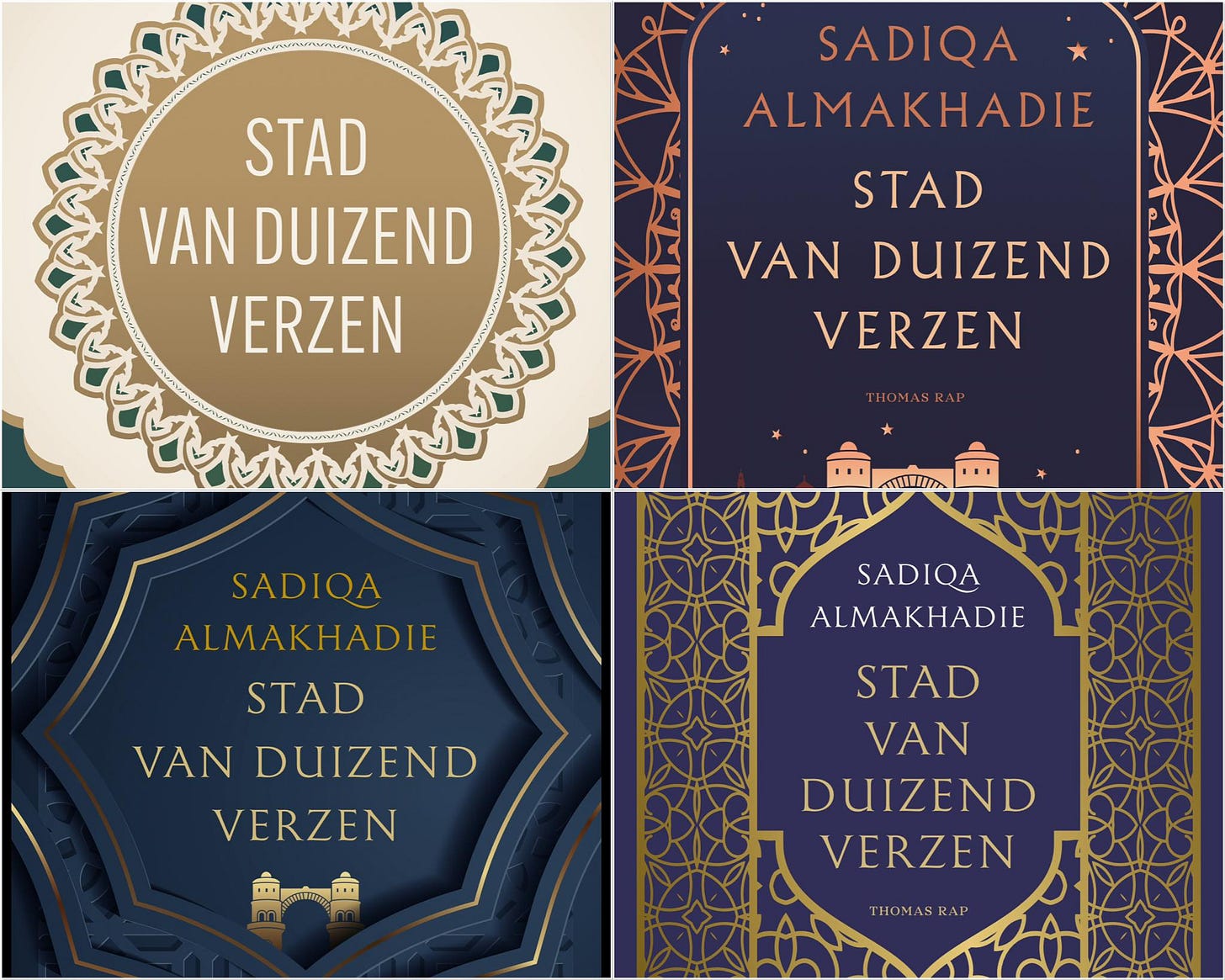 Kan een afbeelding zijn van de tekst 'SADIQA ALMAKHADIE STAD VAN DUIZEND VERZEN STAD VAN DUIZEND VERZEN HOMARA ብርን SADIQA ALMAKHADIE STAD VAN DUIZEND VERZEN SADIQA ALMAKHADIE RTUNTASDT NTUNTIN STAD VAN DUIZEND VERZEN THOMASRAP AP'