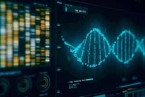 dna on a computer screen dna on a computer screen