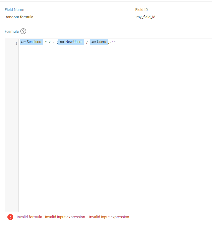 Looker studio calculated fields formula error
