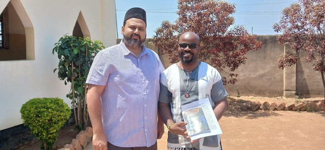 Fr. Remmy Banda, CSSp, with Imam Faiz Yaqoob at the Ahmadiyya Mosque in Pemba, Zambia Fr. Remmy Banda, CSSp, with Imam Faiz Yaqoob at the Ahmadiyya Mosque in Pemba, Zambia
