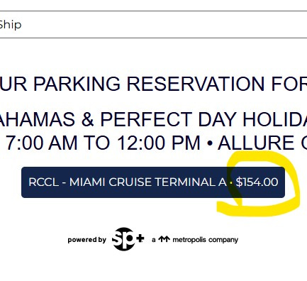 a side by side comparison of the cost of parking at RCCL Terminal A in Port Miami. Terminal A Parking Coupon