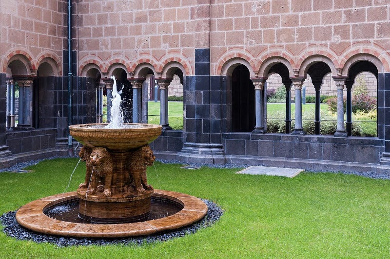 Courtyard at Maria Laach Abbey, architect unknown Courtyard at Maria Laach Abbey, architect unknown