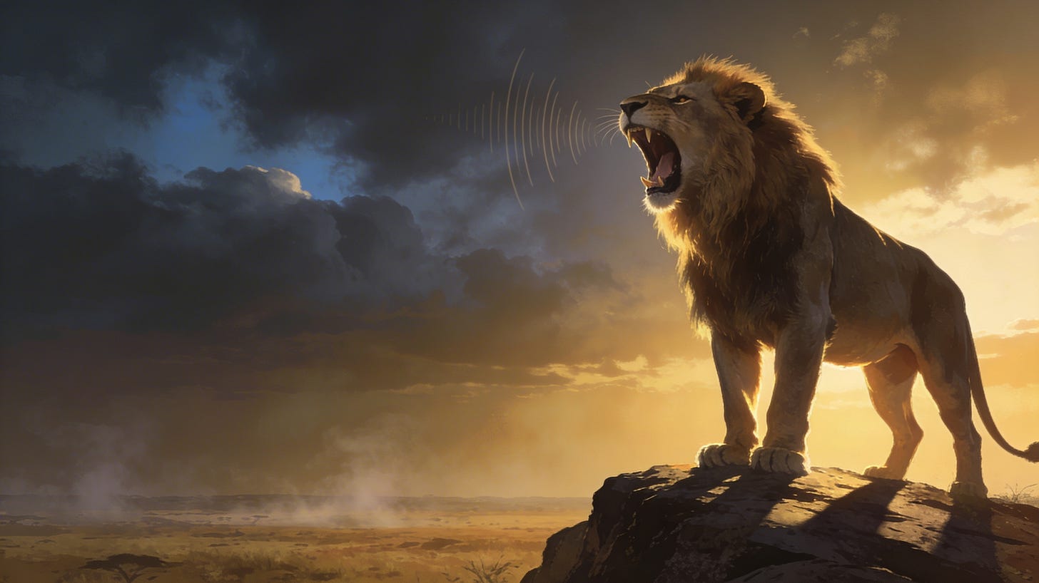 Editorial hero image of a roaring lion symbolizing bold product leadership.