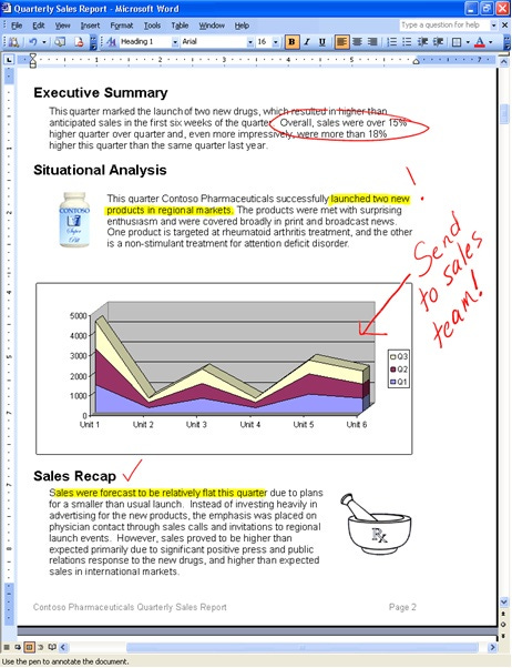 Screen shot of Microsoft Word with ink markup in various places. Screen shot of Microsoft Word with ink markup in various places.