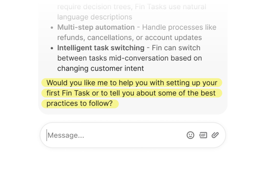 An agentic interface shows the AI agent Fin asking followup questions to help troubleshoot a customer service problem An agentic interface shows the AI agent Fin asking followup questions to help troubleshoot a customer service problem