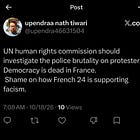 BREAKING: upendra46631404 says ‘Democracy is dead in France’