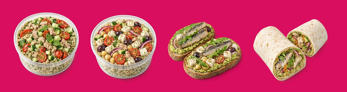 Les 4 premiers menus sans cuisson : bol thon-quinoa, bol méditerranéen, tartine sardines-avocat, wrap poulet Les 4 premiers menus sans cuisson : bol thon-quinoa, bol méditerranéen, tartine sardines-avocat, wrap poulet