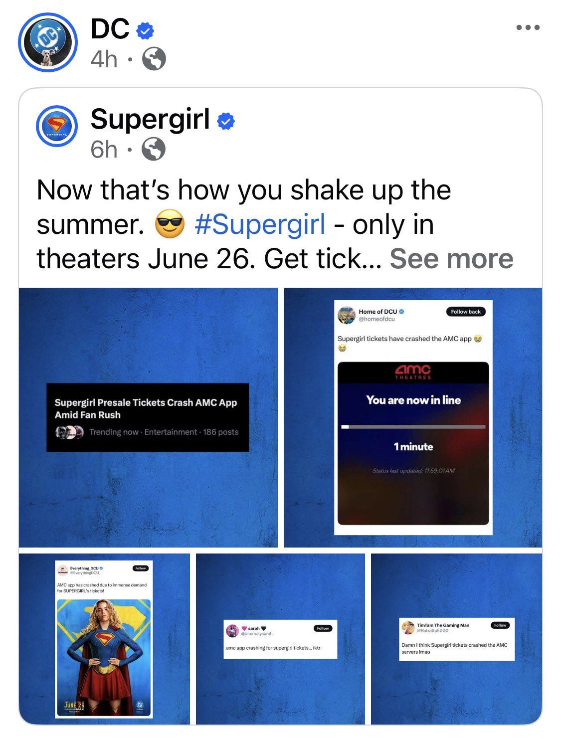 Dc Supergirl Social Media Fake Ticket Sales Hype (h/t Cosmic Book News) Dc Supergirl Social Media Fake Ticket Sales Hype (h/t Cosmic Book News)