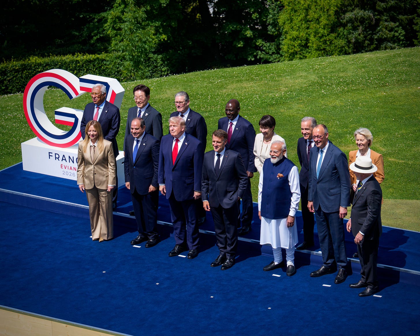 Prime Minister Carney with leaders of the G7 and invited countries in Évian-les-Bains, France.