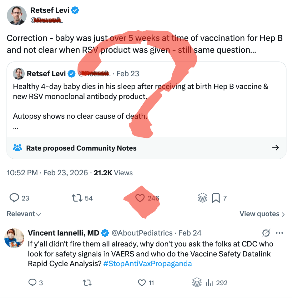 Retsef Levi - greatly overstated the risks of myocarditis from COVID vaccines and called for people to stop using them! He has no vaccine experience, leads the COVID vaccine work group, and seems to put great stock in VAERS reports.