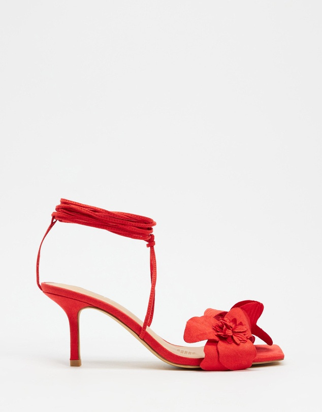 Dazie - Everbloom Flower Detail Lace Up Heels